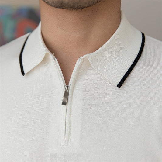 Polohemd mit Kontrastdetails und Reißverschluss