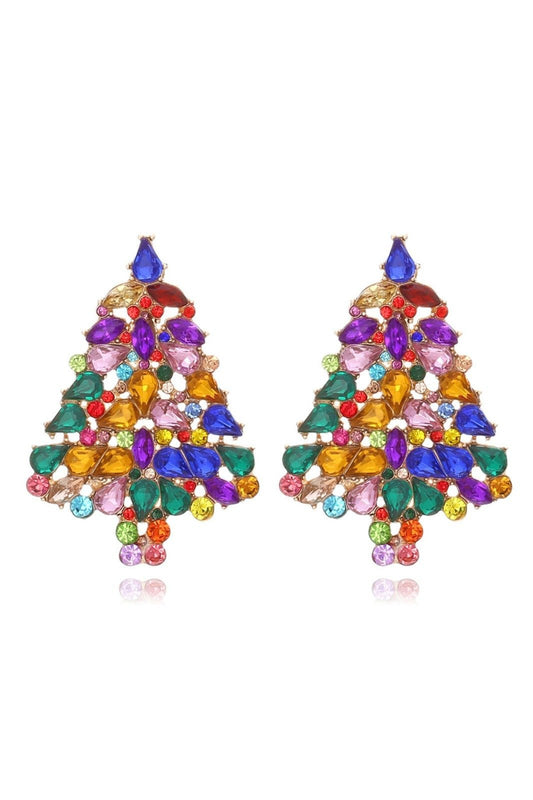 Ohrringe mit Weihnachtsbaum-Motiv und Strasssteinen im modernen Stil