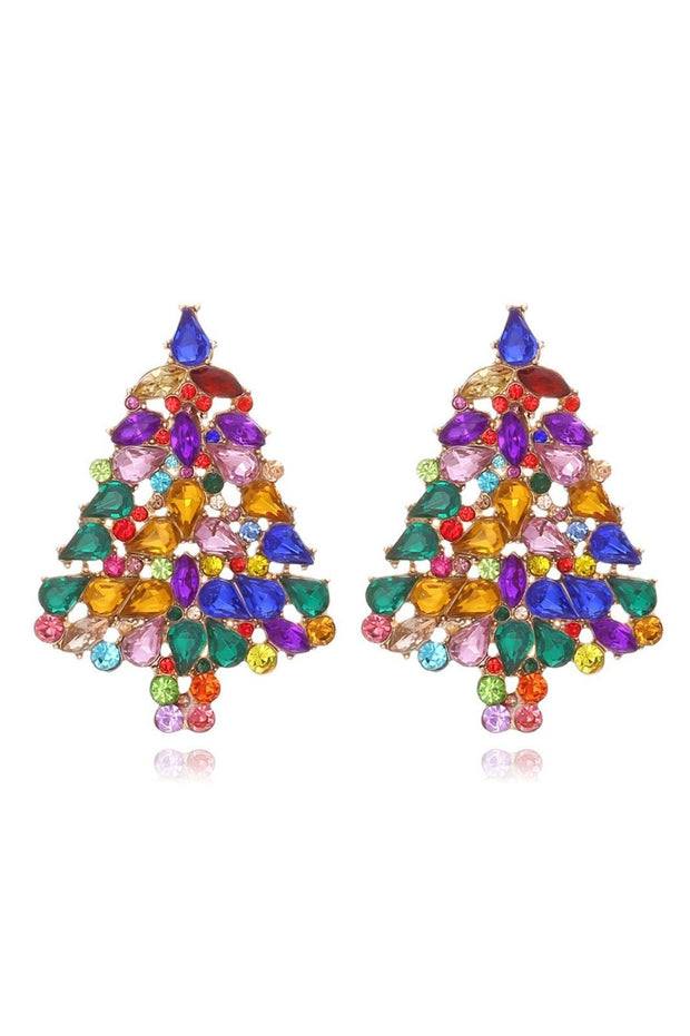 Ohrringe mit Weihnachtsbaum-Motiv und Strasssteinen im modernen Stil