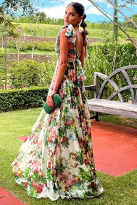 Bedrucktes Langes Kleid „Dinah“ mit Trägern