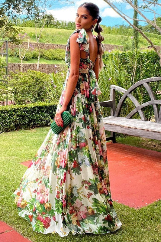 Bedrucktes Langes Kleid „Dinah“ mit Trägern