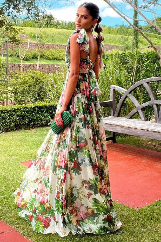 Bedrucktes Langes Kleid „Dinah“ mit Trägern
