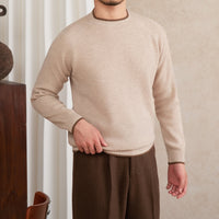 Pullover aus Wolle mit strukturierter Oberfläche und Kontrastdetails