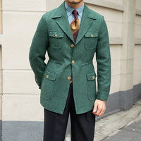 Jacke mit Hahnentrittmuster, strukturierter Oberfläche und Reverskragen