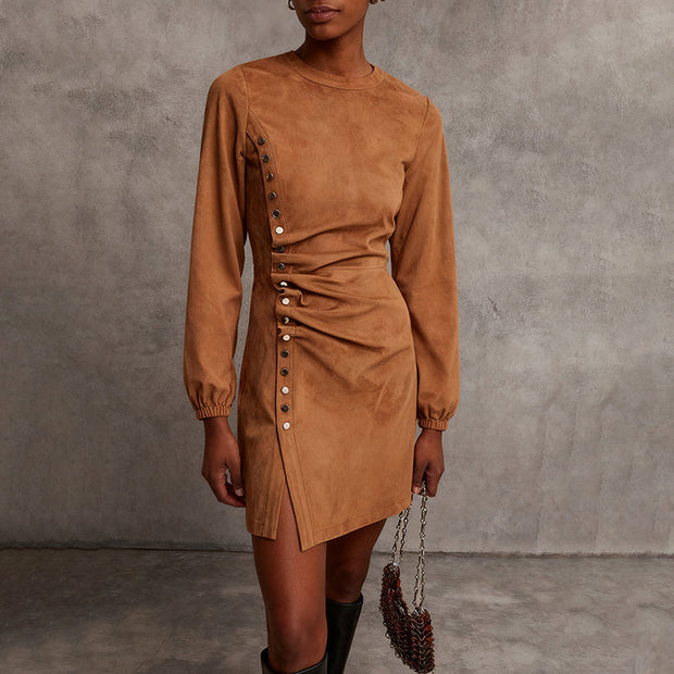 Western Retro Stil Herbst- und Winter-Neues Wildlederkleid