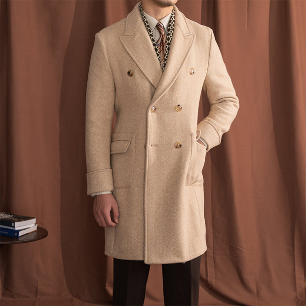 Polohemd aus Wollmischung mit Fischgrätmuster im Vintage-Stil