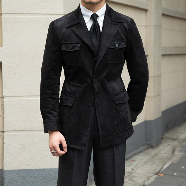 Jacke aus Kunstwildleder mit Reverskragen