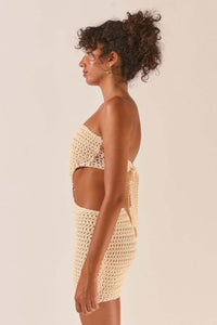 Edna – Trägerloses Häkel-Minikleid mit Aussparungen