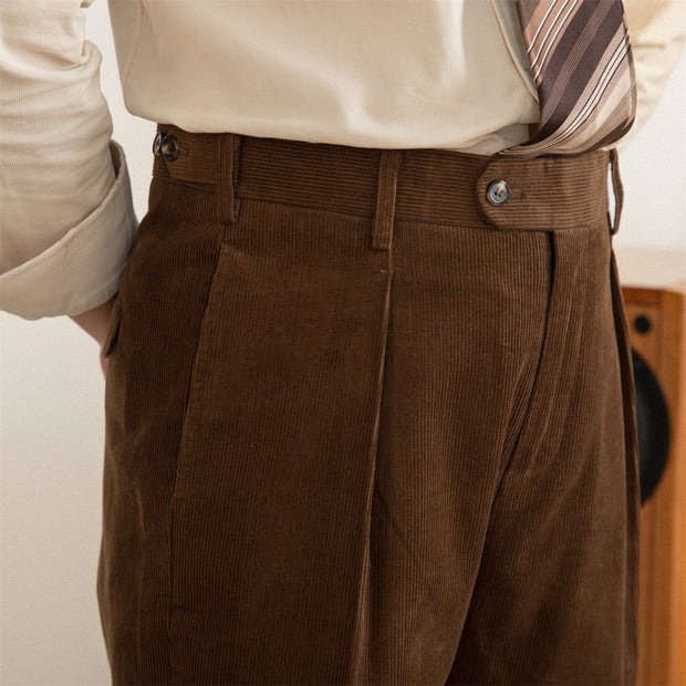 Hose aus Baumwollcord mit geradem Schnitt und Bundfalten