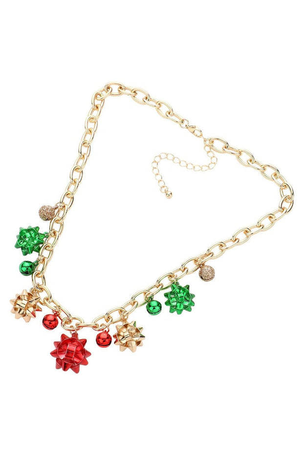 Eileen Christmas Jingle Bell-Legierungsblumen-Halskette im modernen Stil