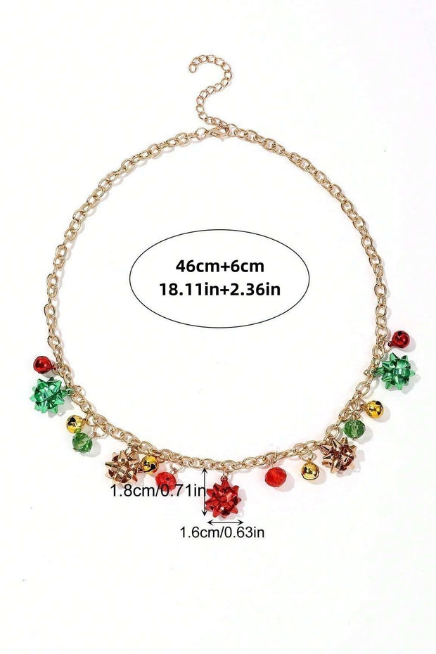 Eileen Christmas Jingle Bell-Legierungsblumen-Halskette im modernen Stil