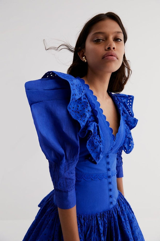 Besticktes Kurzes Kleid mit Rüschen „Elma“