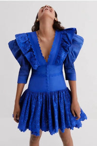 Besticktes Kurzes Kleid mit Rüschen „Elma“
