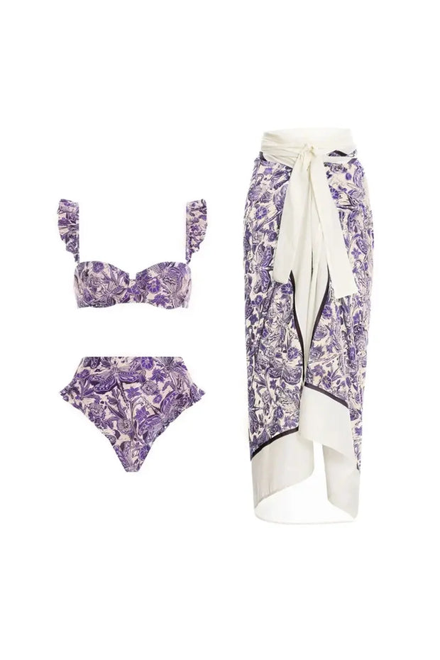 Libellen-Rüschchen-Bikini-Set im modernen Stil