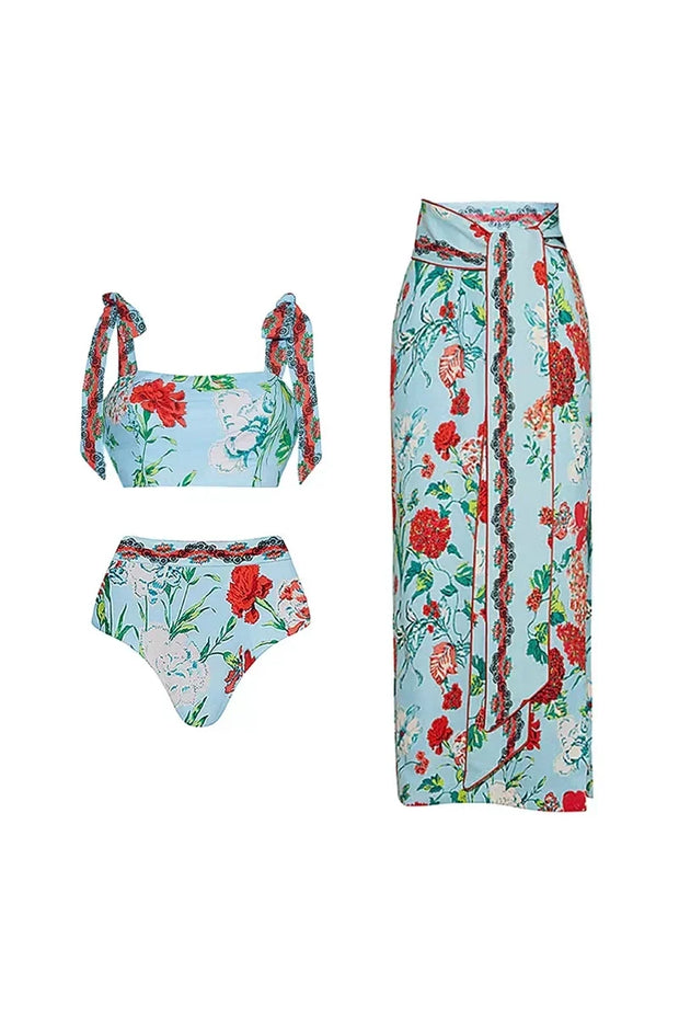 Bikini-Set im französischen Stil mit Spitzenbesatz und Bindebändern im modernen Stil