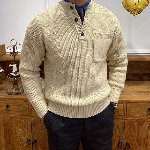 Pullover mit Zopfmuster und Rippstruktur