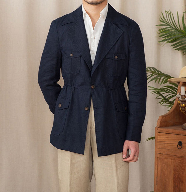 Jacke aus Leinen mit Safari-Details