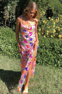 Rückenfreies Langes Kleid „Fanny“ mit Paillettenstickereien