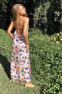 Rückenfreies Langes Kleid „Fanny“ mit Paillettenstickereien