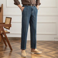 Hose aus Denim mit einzelner Bundfalte