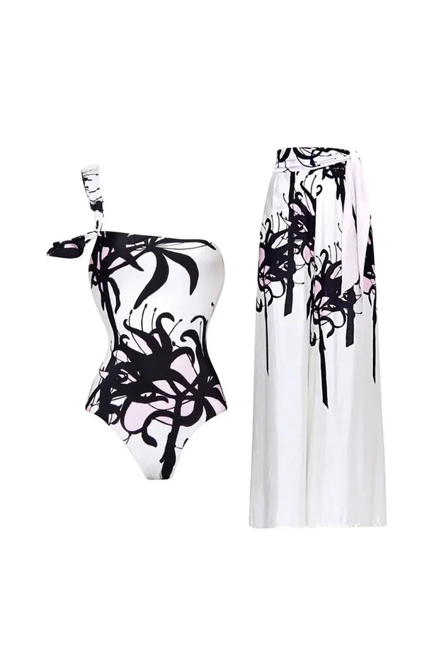 Chinesischer Tinten-Muster Badeanzug-Set