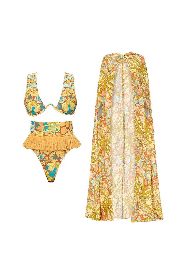 Boho Quasten Tribal Muster Bikini-Set