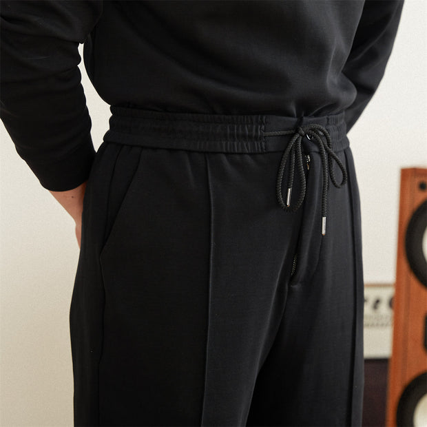 Hose aus Baumwolle mit geradem Schnitt, lässiger Optik und Bundfalten