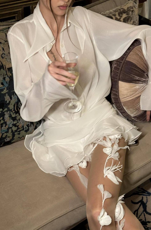 Felicia Chiffon-Mini-Hemdkleid im modernen Stil