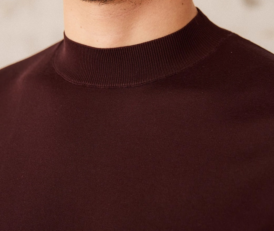 Pullover aus Seidenmischung mit Stehkragen