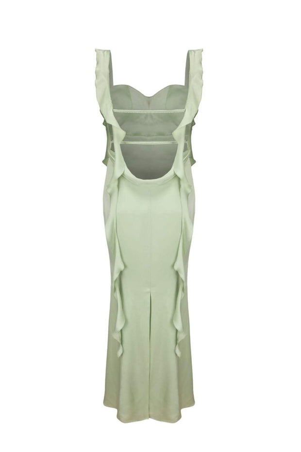 Hilda rückenfreies Langes Kleid mit Rüschenband