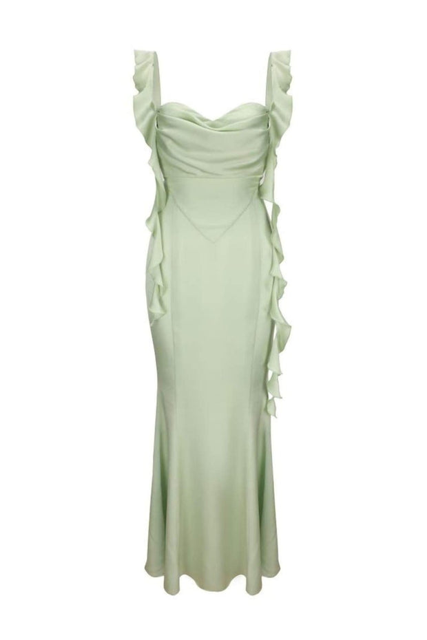 Hilda rückenfreies Langes Kleid mit Rüschenband