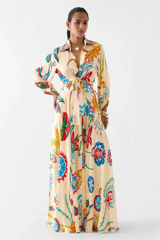 Hellblaues Plissee-Halterneck-Stufen-Maxi-Kleid
