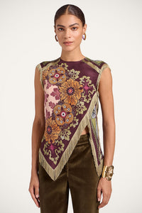 Boho-Blumen-Fransen-Asymmetrisches Oberteil