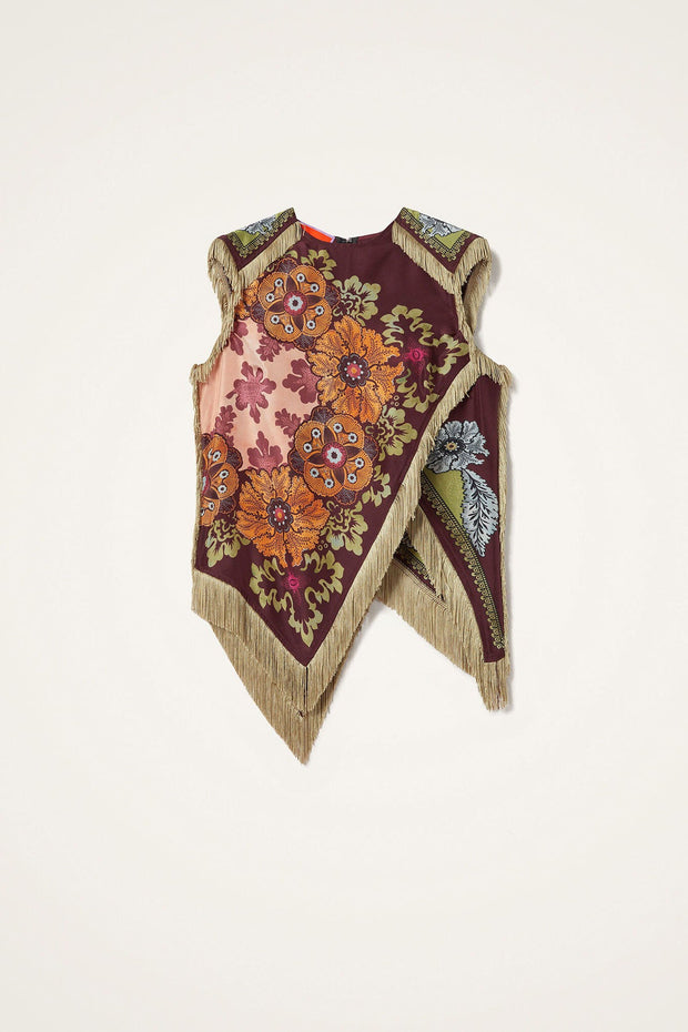 Boho-Blumen-Fransen-Asymmetrisches Oberteil