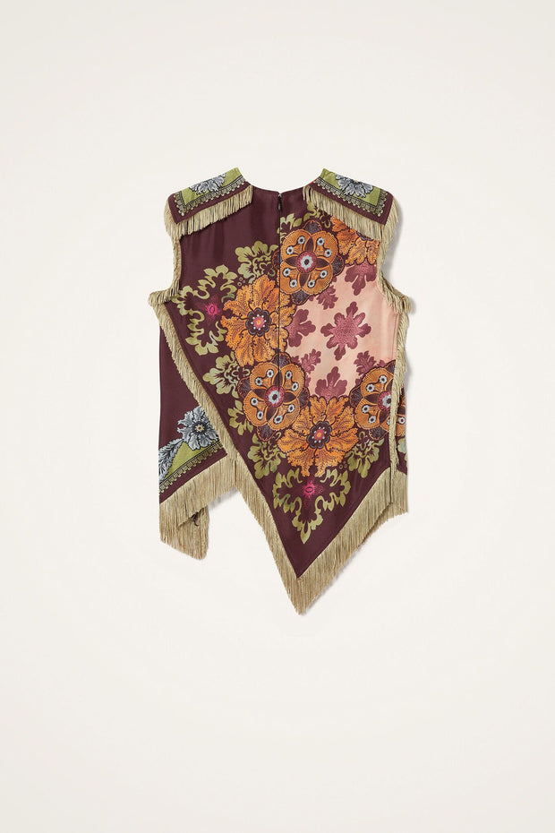 Boho-Blumen-Fransen-Asymmetrisches Oberteil