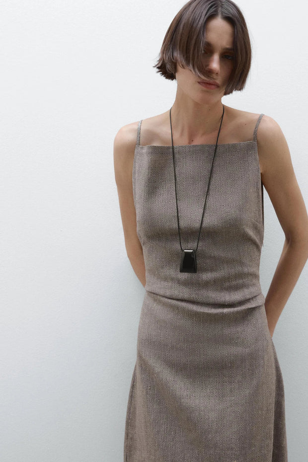 Langes Kleid aus Leinenmischung mit fließendem Schnitt