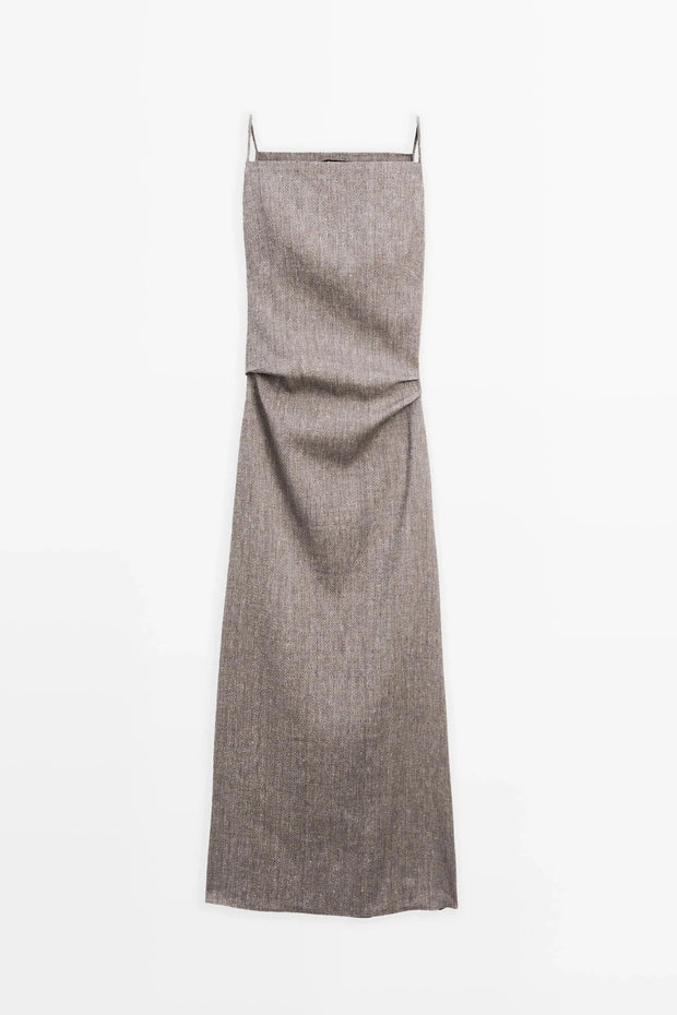 Langes Kleid aus Leinenmischung mit fließendem Schnitt