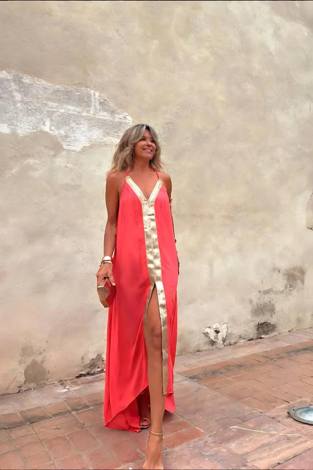 Belle – Plissiertes Maxikleid mit Farbverlauf