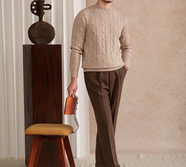 Pullover aus Wollmischung mit Zopfmuster