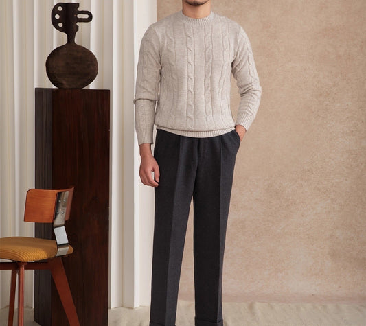 Pullover aus Wollmischung mit Zopfmuster
