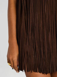 Mini-Kleid im Neckholder-Stil mit Kunstwildleder-Quasten