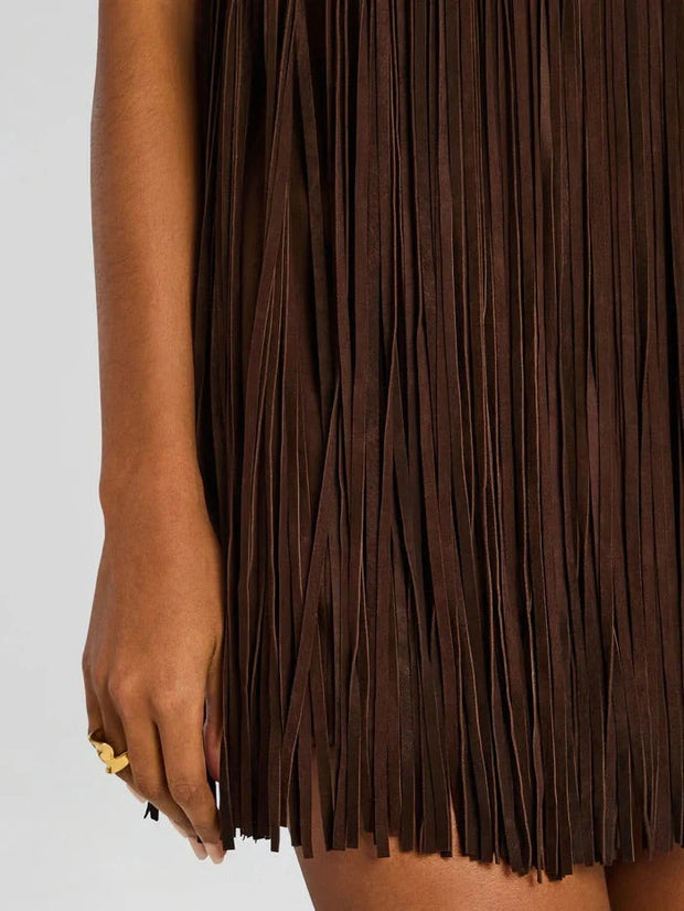 Mini-Kleid im Neckholder-Stil mit Kunstwildleder-Quasten
