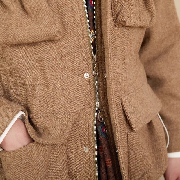 Feldjacke aus Wolle mit Fischgrätmuster