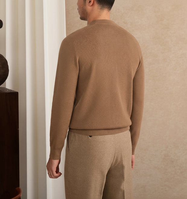 Pullover aus Wollmischung mit Rippstruktur und langen Ärmeln