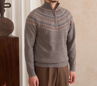 Pullover aus Wolle mit Fair-Isle-Muster und kurzem Reißverschluss