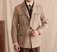 Jacke aus Wollmischung mit Fischgrätmuster und sportiver Optik