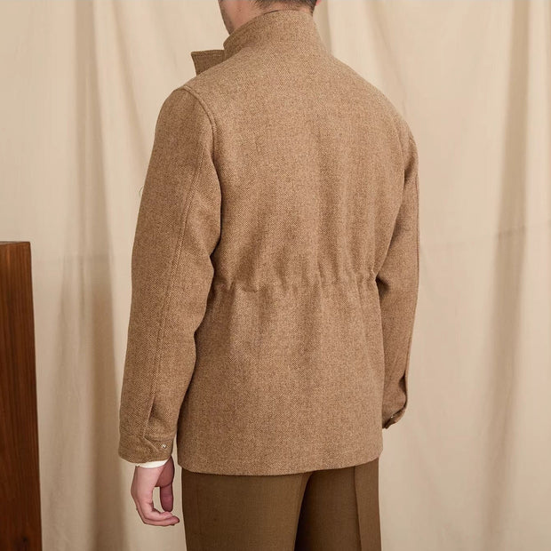Feldjacke aus Wolle mit Fischgrätmuster