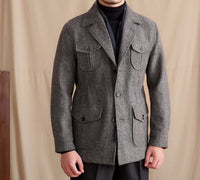 Jacke aus Wolle mit Fischgrätmuster und sportiver Optik