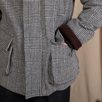 Jacke aus Wollmischung mit Prince-of-Wales-Muster und Wattierung
