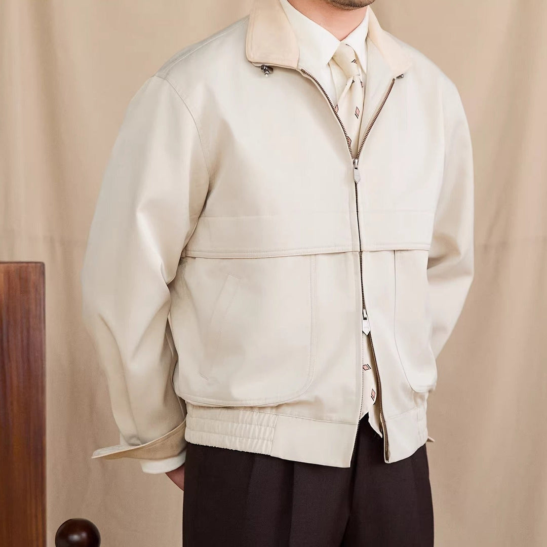 Jacke aus Baumwollmischung und Kunstwildleder